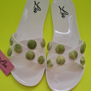 women's Jelly flip flops sandals white